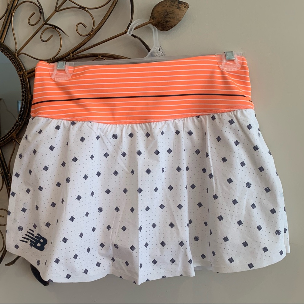 New Balance White Skort with Orange Waistband
